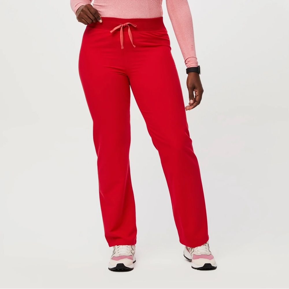 Figs Pop Red Scrub Set in Small Catarina Top and Small Petite Livingston Bottoms